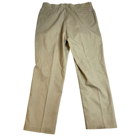 Dickies Men's Work Pants 41x29 Measured Flat Front Beige Durable Blend - Picture 2 of 12